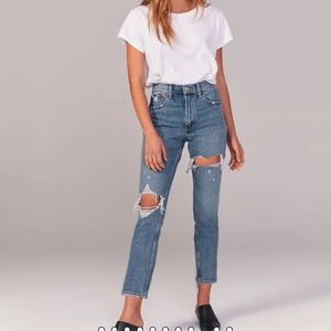 Abercrombie Ripped High Rise Mom Jeans